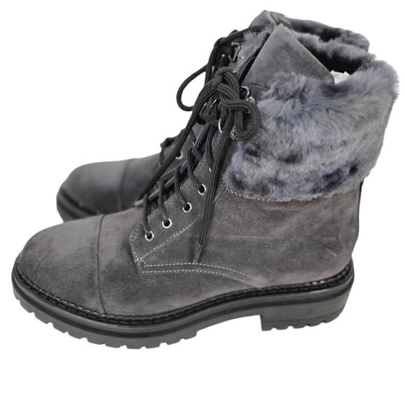 NWT Made In Italy Genuine Suede Leather Ankle Booties Boots Gray Women Size 8 - Picture 6 of 15